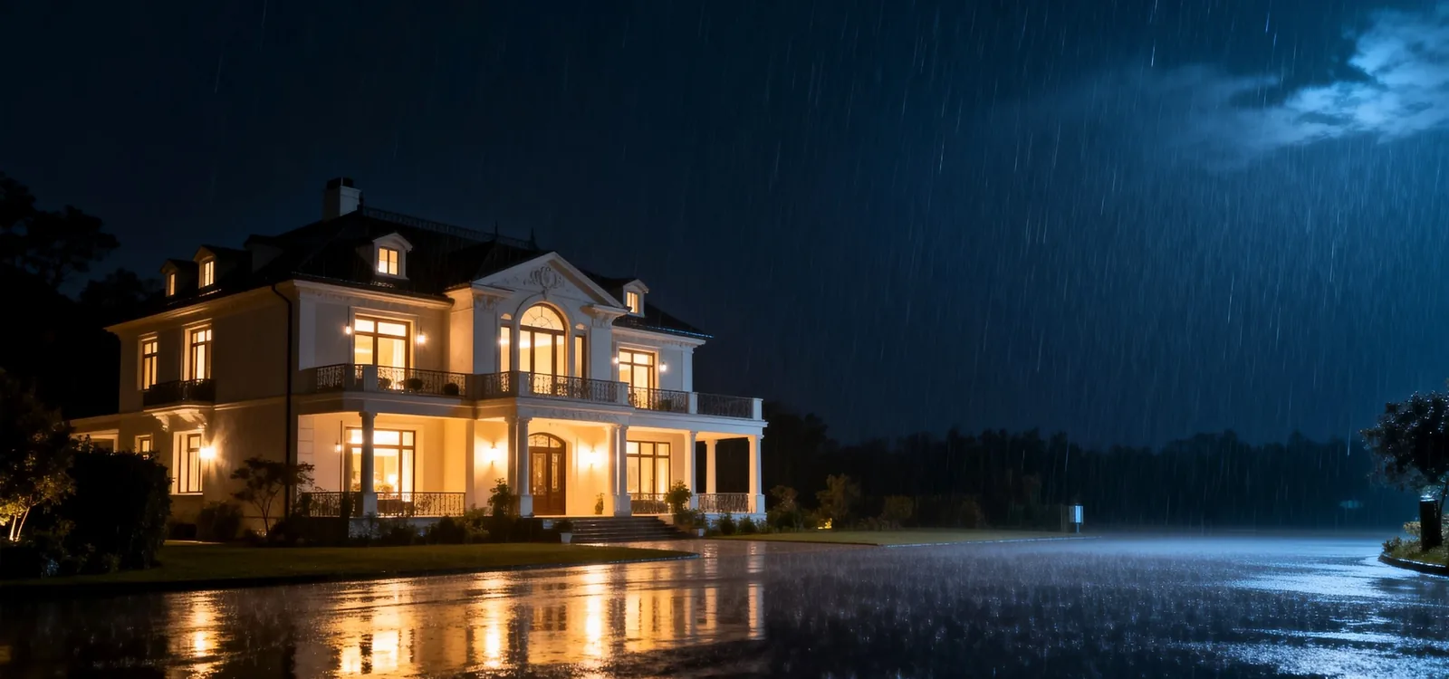 Maison éclairée pendant un orage, alimentée par sa batterie (photo : Sigenergy)